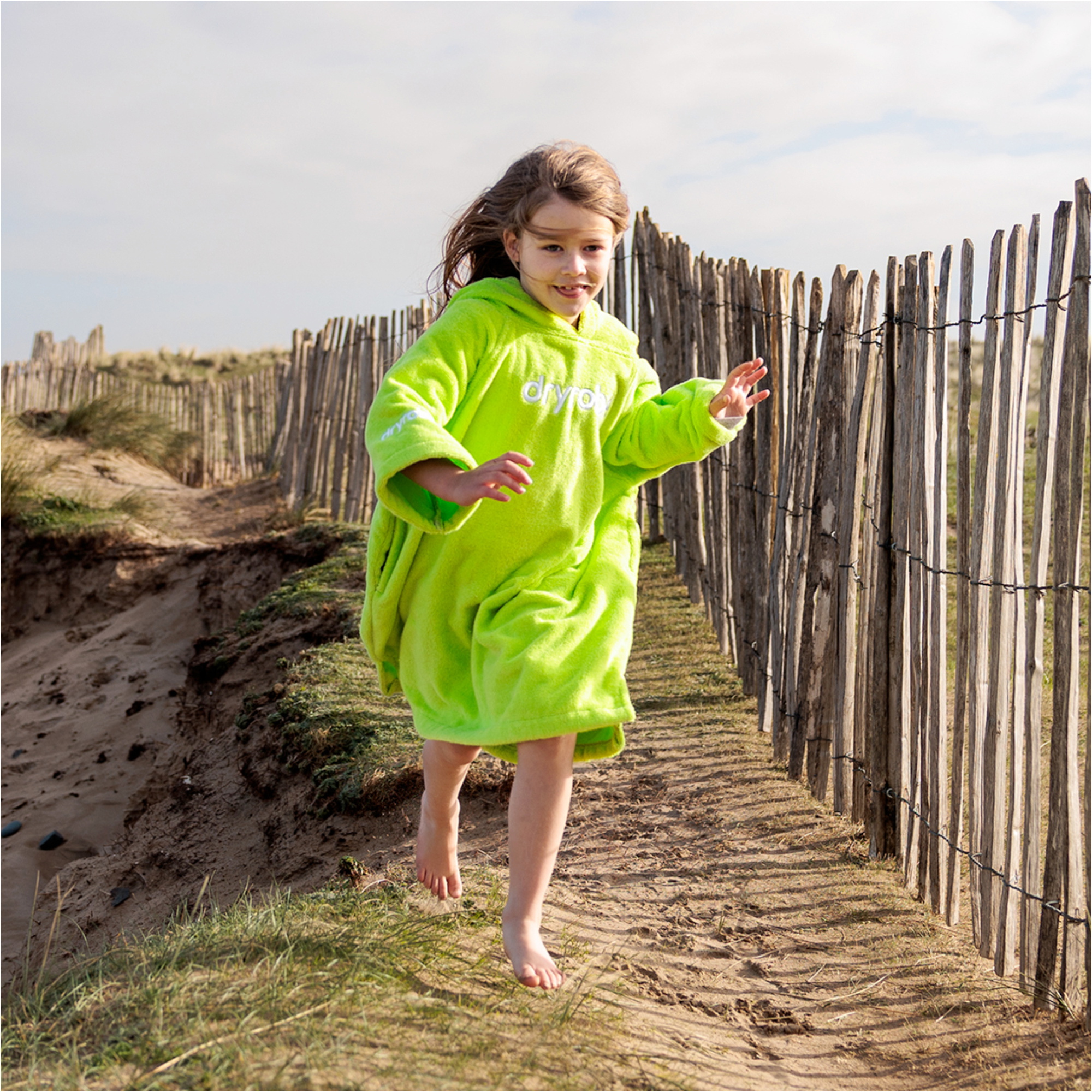 2026 Dryrobe Junior Biologische Badjas Met Handdoek ORGANICJTCRLG - Lime Green